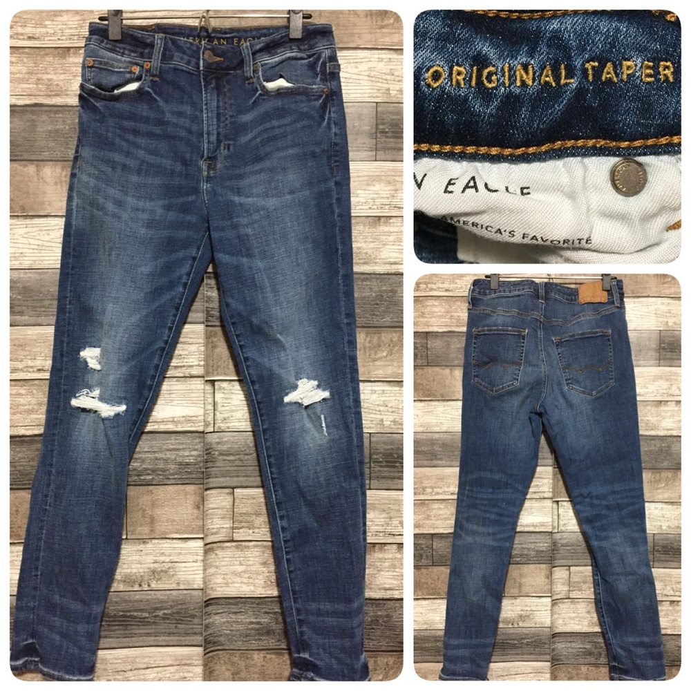 American Eagle Original Taper Jeans Men’s 30x32 Blue Distressed Next Level Flex